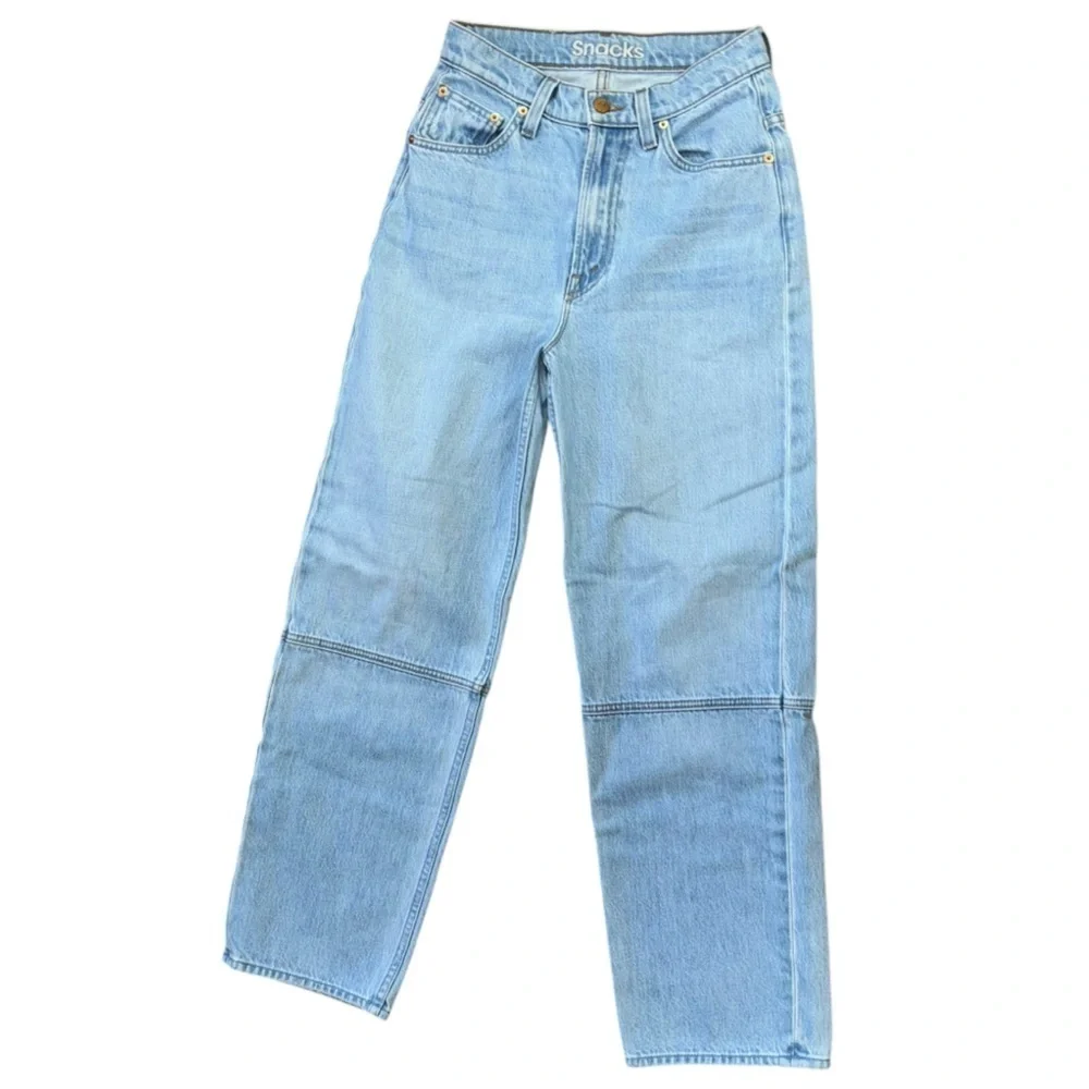 Snacks X Mother Just A Nibble Straight Leg Blue Jeans Womens 24 Western Preppy - Picture 9 of 16